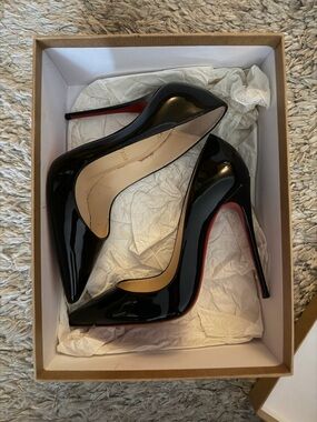 Christian Louboutin Black Patent So Kate Stiletto Pumps with Red Sole